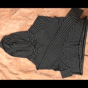 Hollister Navy Blue Striped Cropped Hoodie